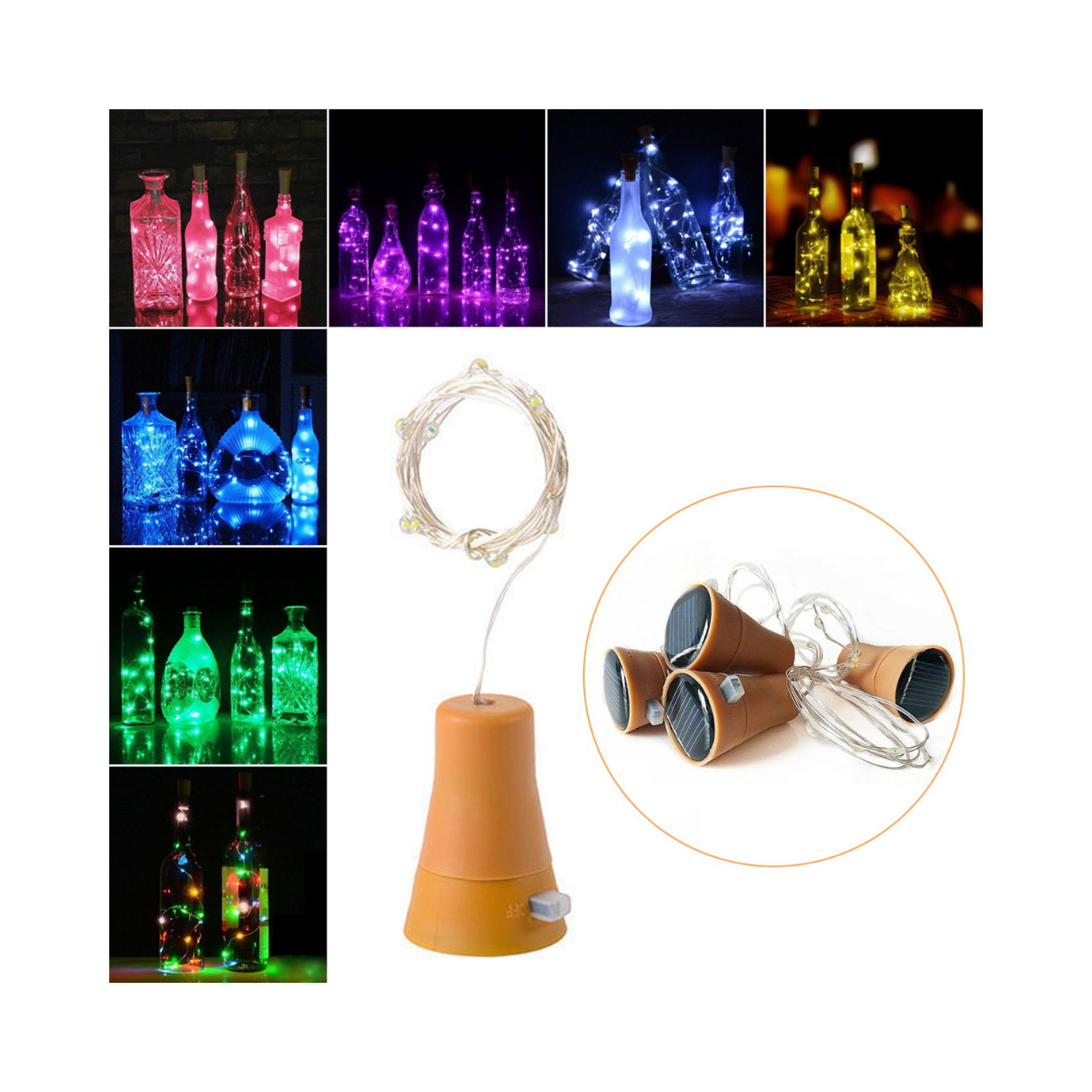Luces de cuerda con corcho recarga solar