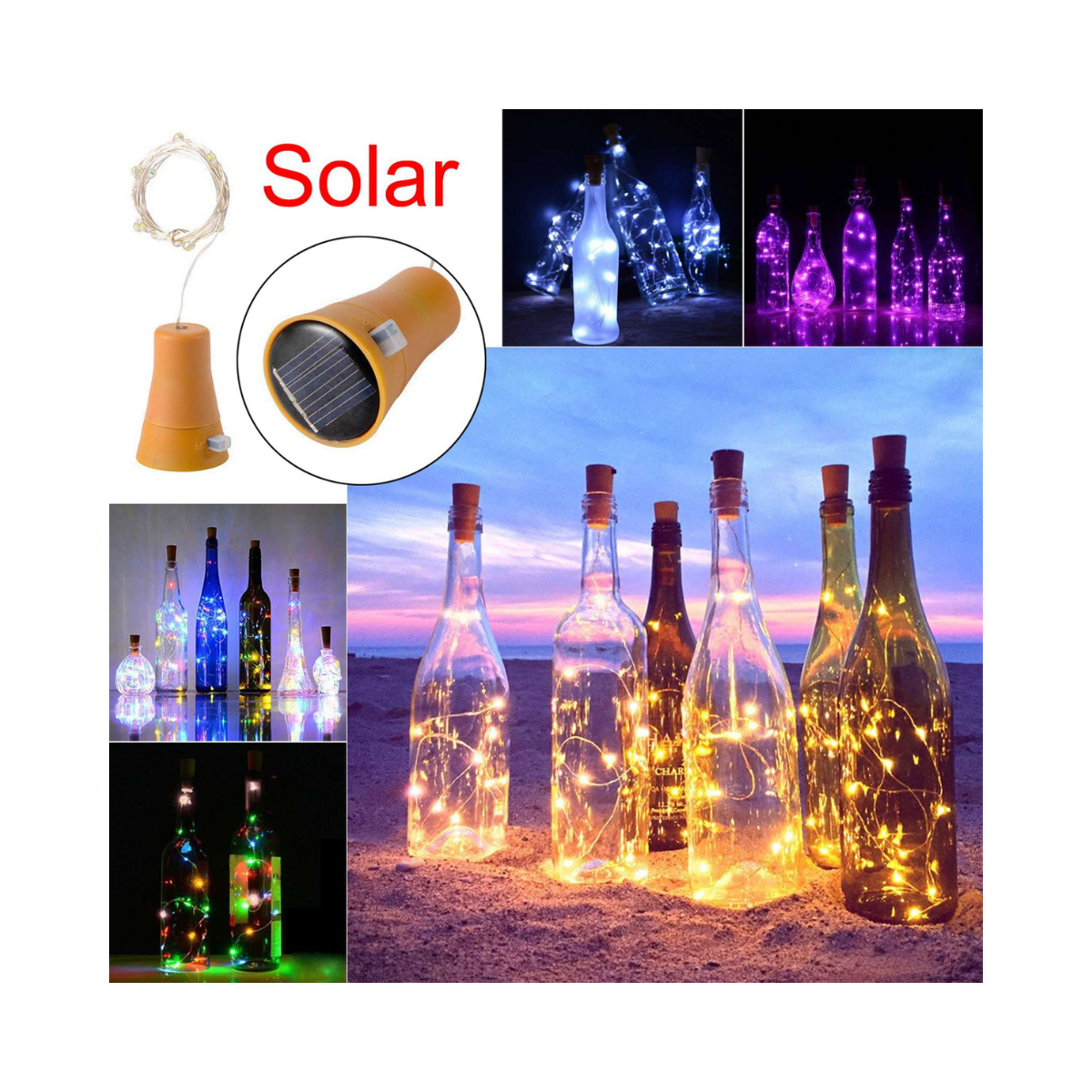 Luces de cuerda con corcho recarga solar