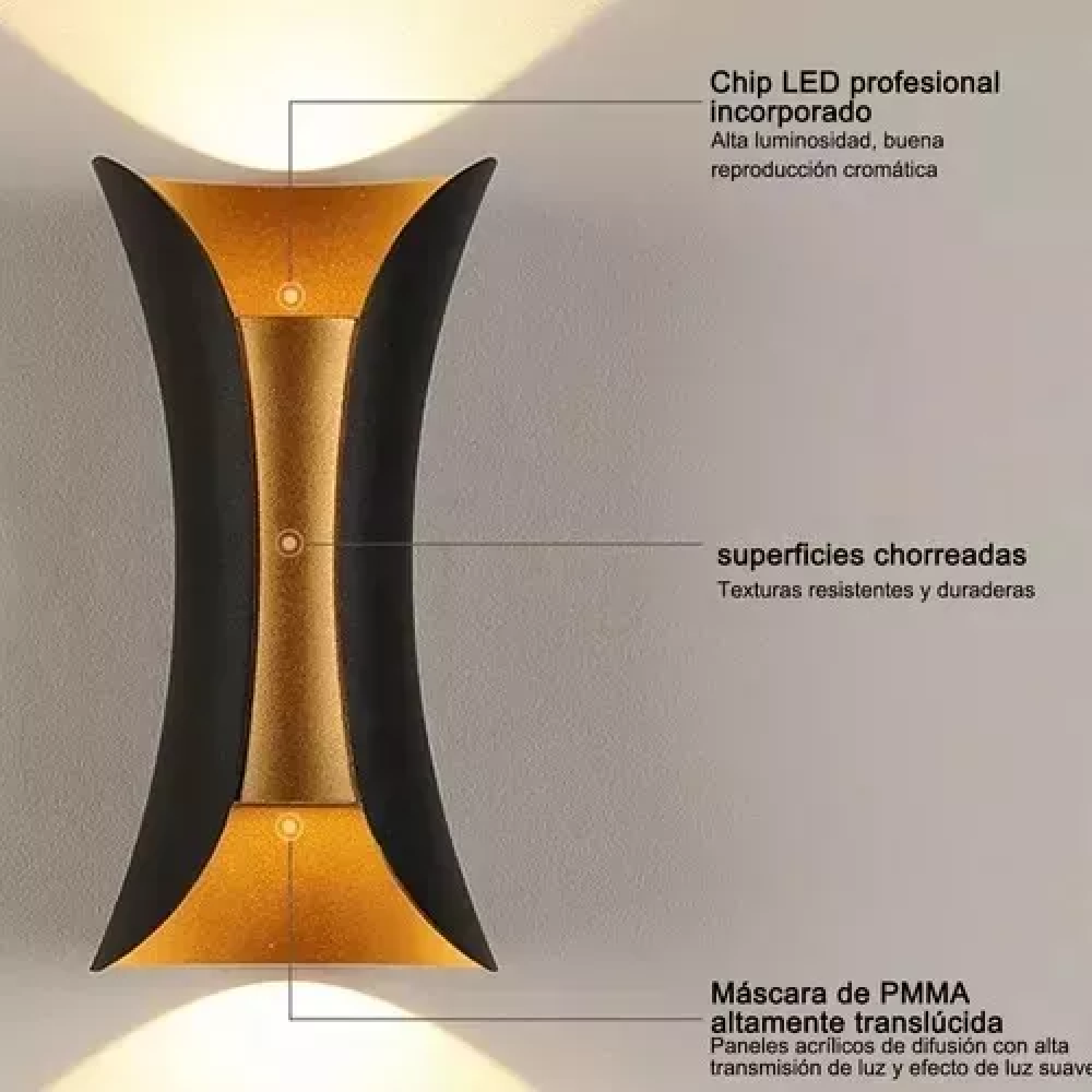 Aplique metalico pared lujo 10w minimal
