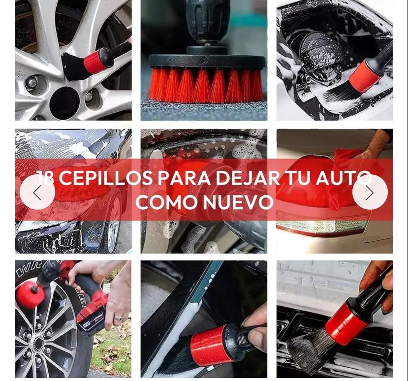 Kit 18pcs Limpieza de Auto Int. y Ext.